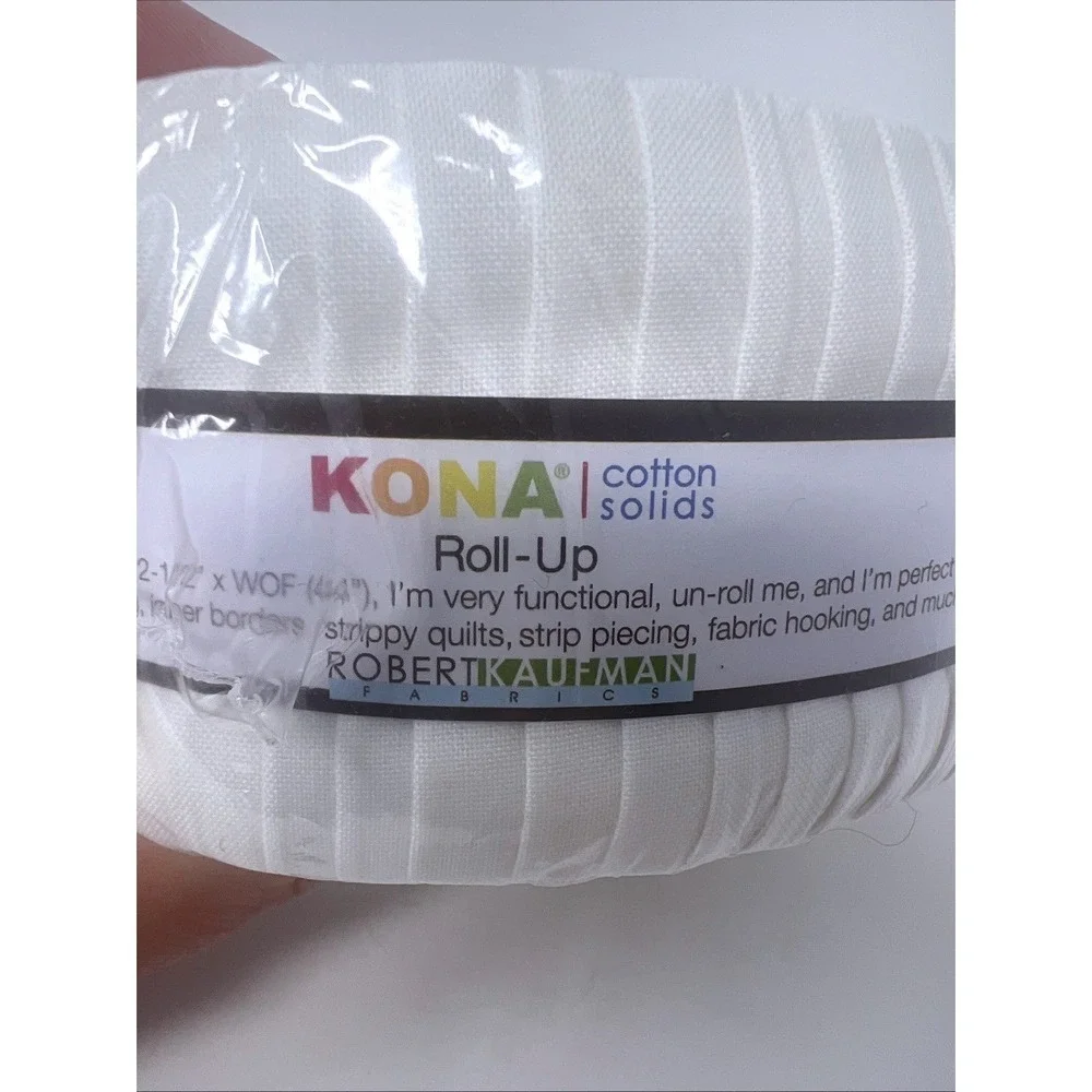 Roll Up Kona Cotton Solids Snow by Robert Kaufman Jelly Roll 2.5
